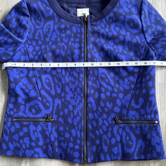 Gap Cotton Blue Zip Up Blazer With Pockets Size 6 - Picture 7 of 10